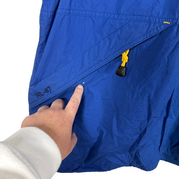 VINTAGE RARE 90s RL Polo Jeans Ripstop Nylon Hooded Vest Blue XL - Picture 5 of 10